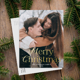 Festive Elegance Merry-kerstfoto Folie Feestdagen Briefkaart