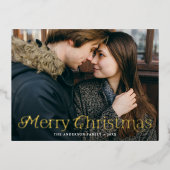 Festive Elegance Merry-kerstfoto Folie Feestdagen Briefkaart (Voorkant)