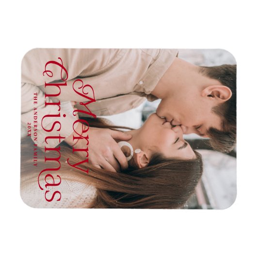 Festive Elegance Merry-kerstfoto Magneet (Horizontaal)