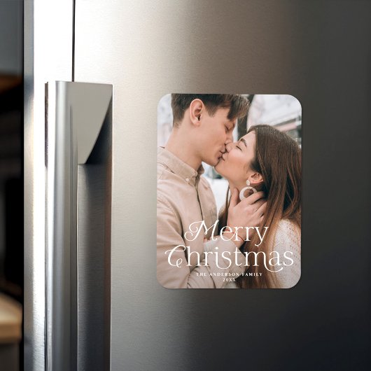 Festive Elegance Merry-kerstfoto Magneet
