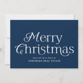 Festive Elegance Navy Merry kerst Business Feestdagenkaart (Voorkant)