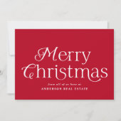 Festive Elegance Red Merry kerst Business Feestdagenkaart (Voorkant)