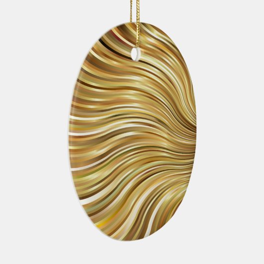 Festive Elegant Gold Abstracte stromingsstrepen Keramisch Ornament (Rechts)
