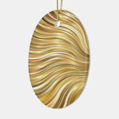 Festive Elegant Gold Abstracte stromingsstrepen Keramisch Ornament (Links)