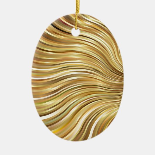 Festive Elegant Gold Abstracte stromingsstrepen Keramisch Ornament (Voorkant)