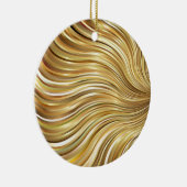 Festive Elegant Gold Abstracte stromingsstrepen Keramisch Ornament (Rechts)