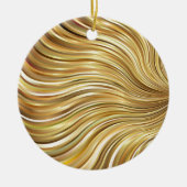 Festive Elegant Gold Abstracte stromingsstrepen Keramisch Ornament (Voorkant)