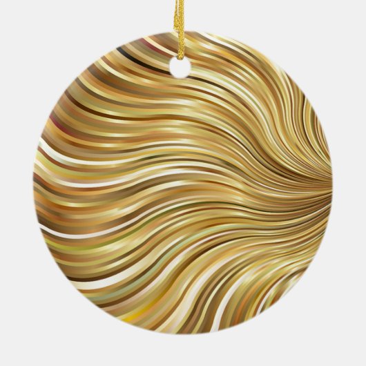 Festive Elegant Gold Abstracte stromingsstrepen Keramisch Ornament (Achterkant)