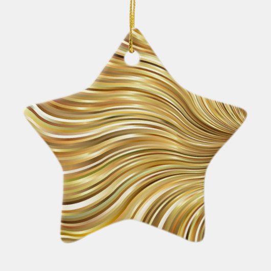 Festive Elegant Gold Abstracte stromingsstrepen Keramisch Ornament (Voorkant)