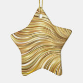Festive Elegant Gold Abstracte stromingsstrepen Keramisch Ornament (Links)