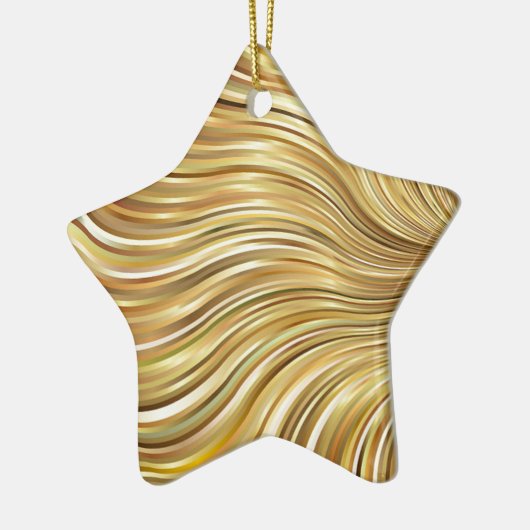 Festive Elegant Gold Abstracte stromingsstrepen Keramisch Ornament (Links)