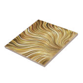 Festive Elegant Gold Abstracte stromingsstrepen Tegeltje (Zijkant)