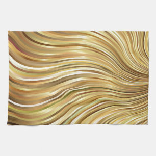 Festive Elegant Gold Abstracte stromingsstrepen Theedoek