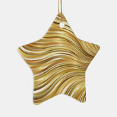 Festive Elegant Gold Abstracte stromingstripes Sta Keramisch Ornament (Rechts)