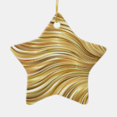 Festive Elegant Gold Abstracte stromingstripes Sta Keramisch Ornament (Voorkant)