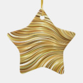 Festive Elegant Gold Abstracte stromingstripes Sta Keramisch Ornament (Achterkant)