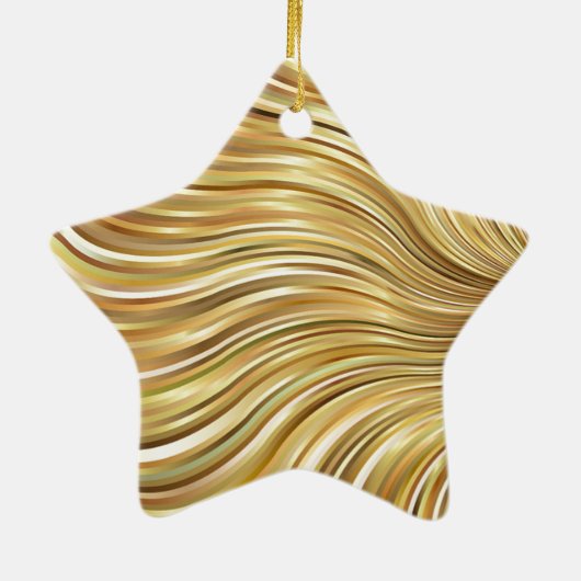 Festive Elegant Gold Abstracte stromingstripes Sta Keramisch Ornament (Achterkant)