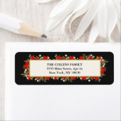 Festive, Elegant Hand Drawn Red Poinsettias Etiket (Insitu)