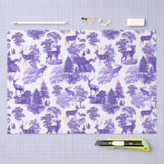 Festive Elegant  Periwinkle Blue Deer Bossen Tissuepapier (Craft)