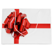 Festive Elegant Red Kerstmis Bow op White Glam Groot Cadeauzakje (Voorkant)