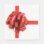 Festive Elegant Red Kerstmis Bow op White Glam Servet (Voorkant)