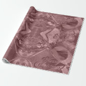 Festive Elegant Script Brown Red Copper Kerstmis Cadeaupapier (Uitgerold)