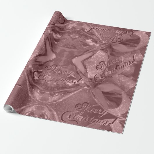 Festive Elegant Script Brown Red Copper Kerstmis Cadeaupapier (Uitgerold)
