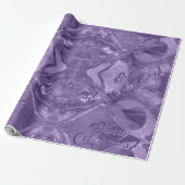 Festive Elegant Script Moderne Paarse Kerstmis Cadeaupapier (Uitgerold)