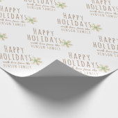 Festive Elegant Snowflake Familienaam Holiday Cadeaupapier (Hoek)