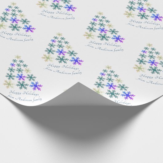 Festive Elegant Snowflake Holiday Cadeaupapier (Hoek)