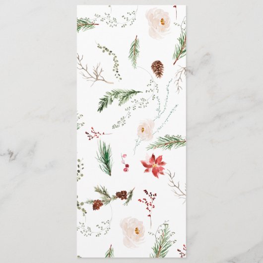 Festive Elegant Watercolor Christmas Dinner Menu (Achterkant)