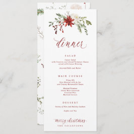 Festive Elegant Watercolor Christmas Dinner Menu