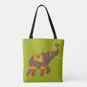 Festive Elephant Green Tote Bag (Achterkant)