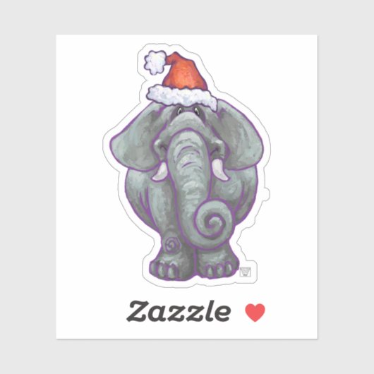 Festive Elephant Kerstmis Sticker (Vel)