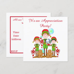 Festive elf appreciation helper party kaart