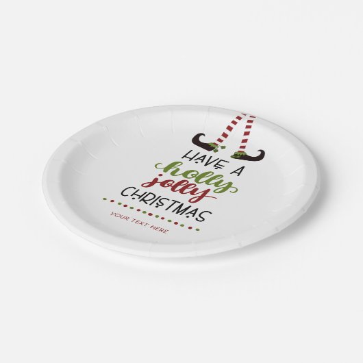 Festive Elf Holly Jolly Kerstmis op persoonlijke t Papieren Bordje (Gekanteld)