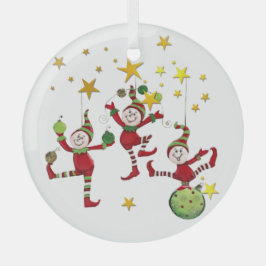 Festive Elves Kerstmis Glas Ornament