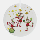 Festive Elves Kerstmis Glas Ornament (Achterkant)