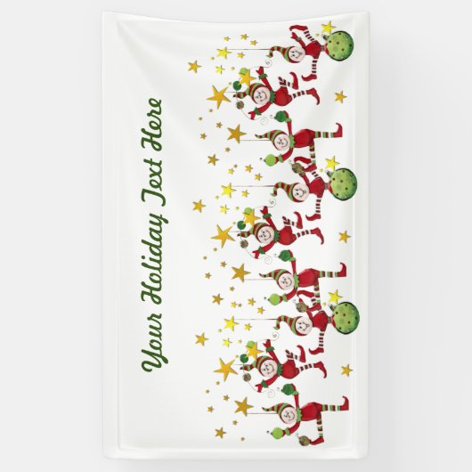 Festive Elves Kerstmis Spandoek (Verticaal)