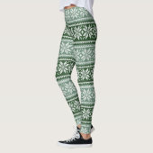 Festive en Cozy Green/White Snowflake Sweater Leggings (Links)