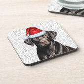 Festive en Cute Black Lab Wof Kerstmis Bier Onderzetter (Linkerzijde)