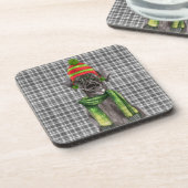 Festive en Cute Black Lab Wof Kerstmis Pset Bier Onderzetter (Linkerzijde)