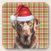 Festive en Cute Chocolate Lab met kerstmis Bier Onderzetter (Voorkant)