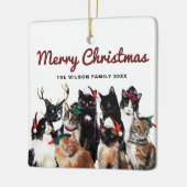 Festive en Cute Waterverf Cats Merry Kerstry Keramisch Ornament (Links)