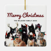 Festive en Cute Waterverf Cats Merry Kerstry Keramisch Ornament (Achterkant)