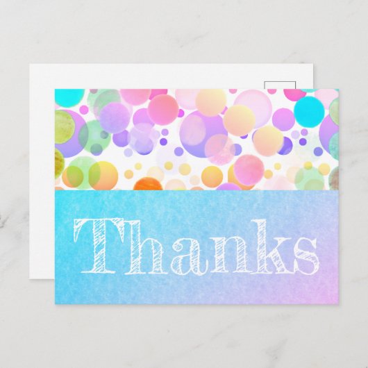 Festive en kleurrijke party "Bedankt" briefkaart. Briefkaart (Voorkant / Achterkant)