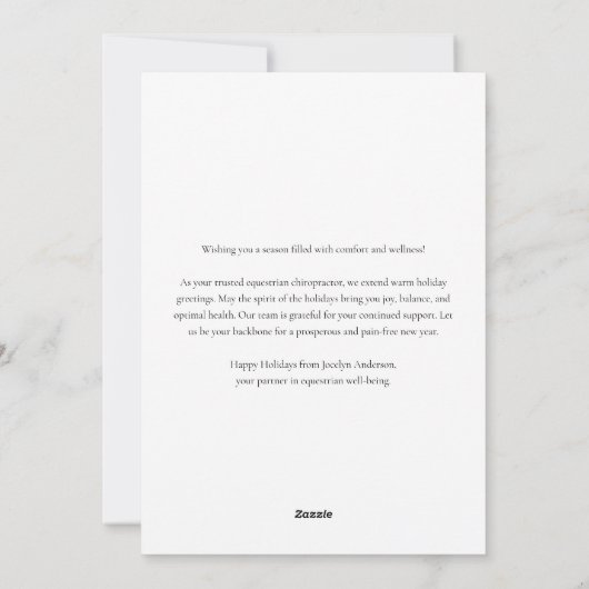 Festive Equestrian Business Corporate Christmas Feestdagenkaart (Achterkant)