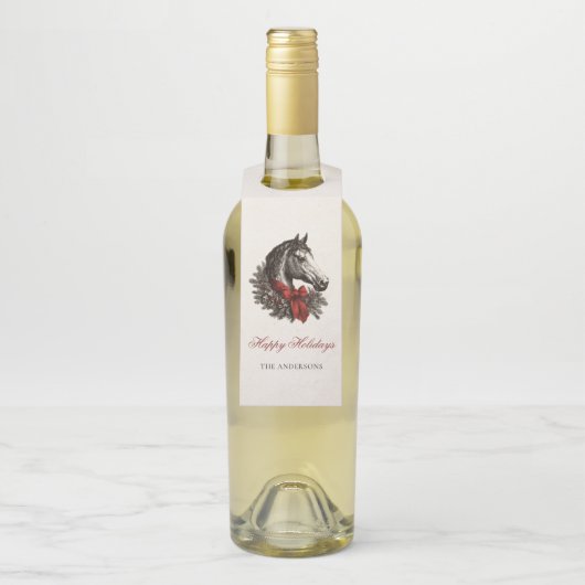 Festive Equestrian Merry Christmas Gift Flessenhanger (Op fles)