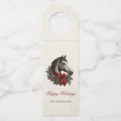 Festive Equestrian Merry Christmas Gift Flessenhanger (Voorkant)
