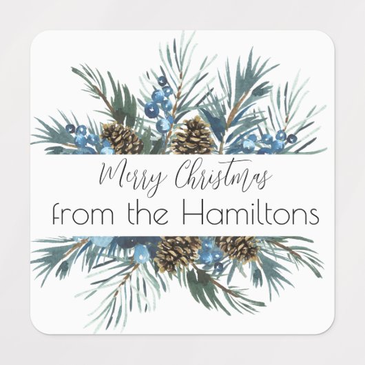 Festive Evergreen Kerst sticker (Design 2)